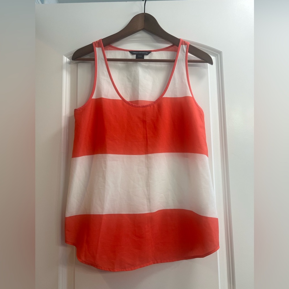 FRENCH CONNECTION- White/ party pink tank- size 4